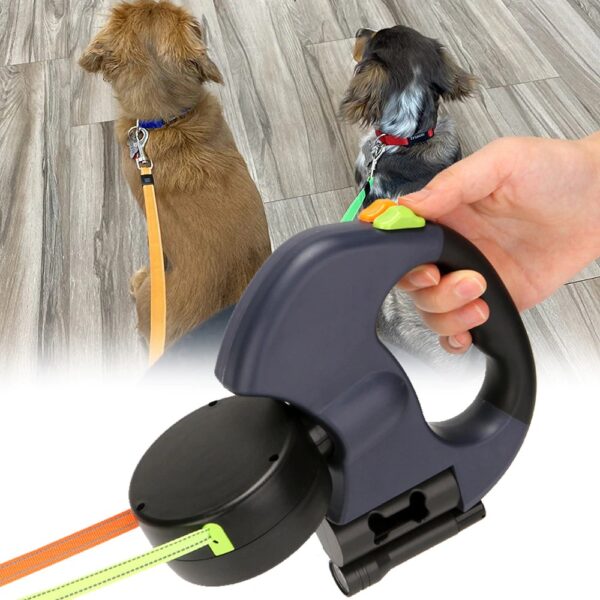 double laisse retractable pour animaux